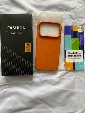 Orange MagSafe Case for iPhone 16 Pro 6.3" - Built-in Camera Stand - NEW
